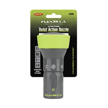 Flexzilla Garden Hose Nozzle, 4-Pattern Twist Action, ZillaGreen NFZG63